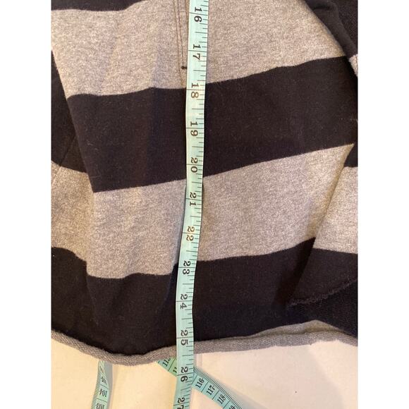 Allen B. Allen Schwartz Ponte Knit Stripe Zip Ruffle Cardigan EUC Sz Lg Cotton - Picture 13 of 13